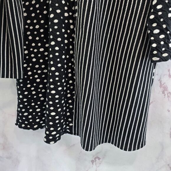 Vintage Coatigan Womens Large Black White Dot Artsy Sweater Cardigan Button Long - Picture 8 of 14